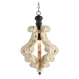 Farmhouse Chandelier, Dilapidated White Chandelier French Country Wood Chandelier For Living Room Foyer, Bulb Not Included (Option: Antique Cream)