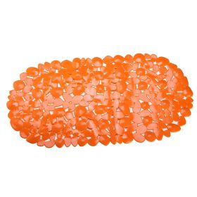 Non-Slip Bath Mat Massage Pebble Shower Mat Anti-Bacterial w/ Suction Cups Drain Holes (Option: gOrange)